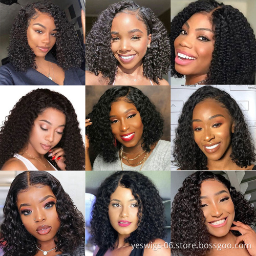 Afro Kinky Curly Short Bob Lace Wig Human Hair Hd Full Lace Front Raw Indian Virgin Human Hair Lace Frontal Wig For Black Women